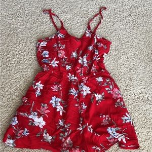 Red flower romper